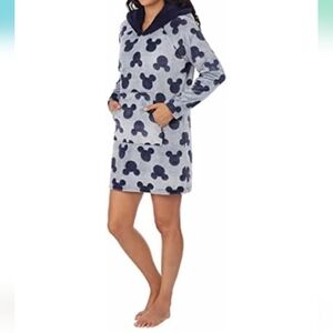 Disney Mickey Mouse Fleece Lounge Hoodie Women's S Blue Gray Cozy Warm Casual